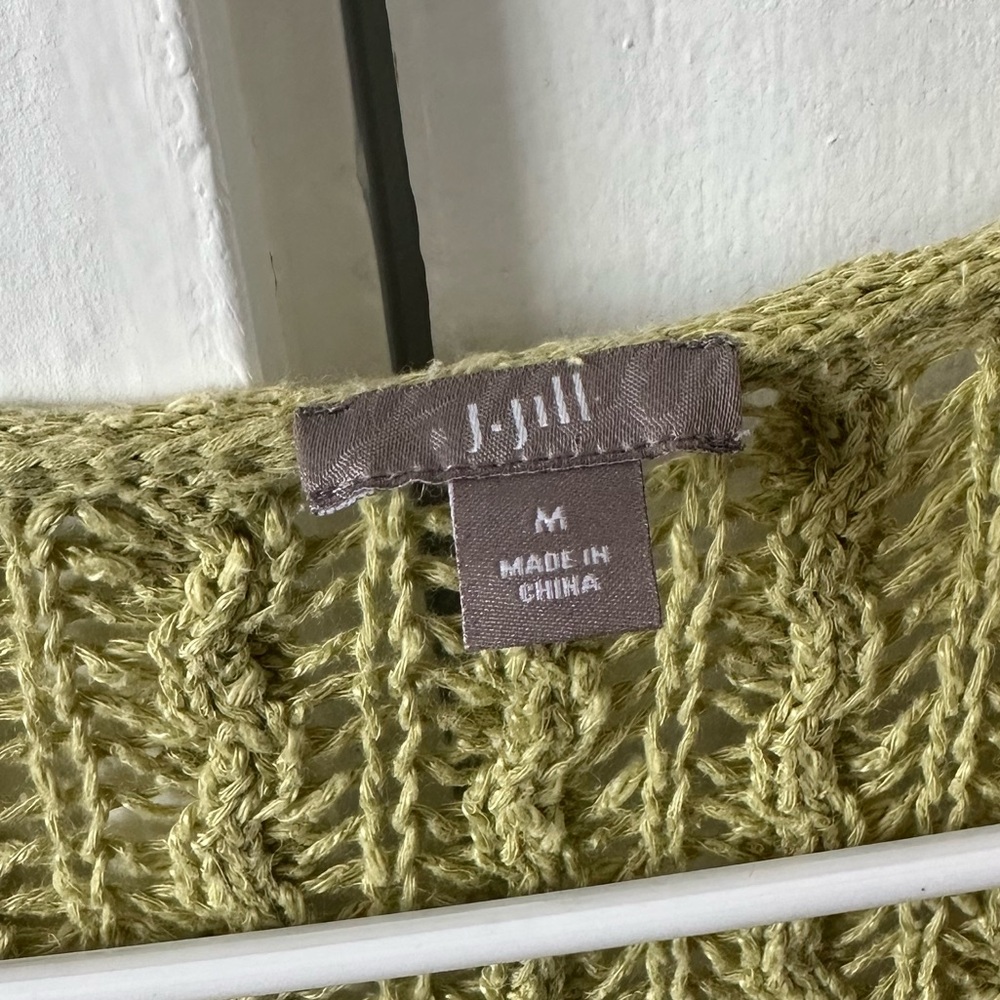 J. Jill Light Olive Open-Front Textured Knit Cardigan - Picture 3 of 3